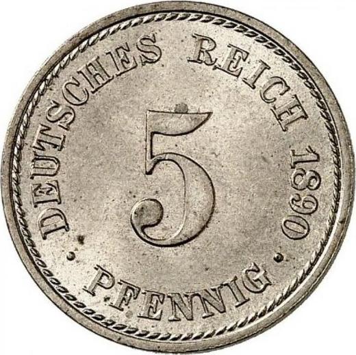 Anverso 5 Pfennige 1890 A "Tipo 1890-1915" - valor de la moneda - Alemania, Imperio alemán