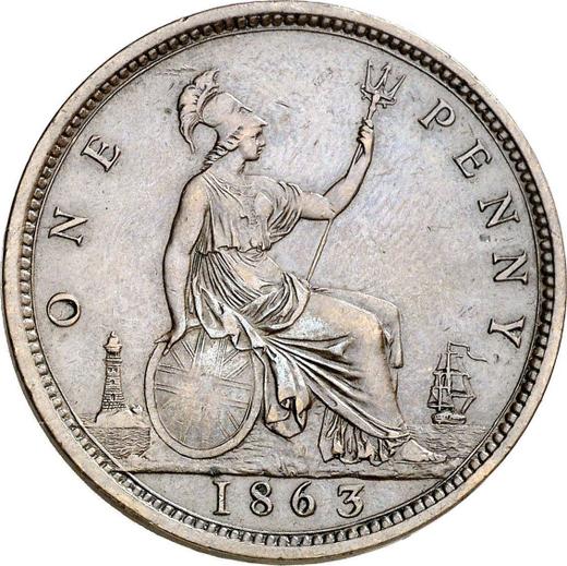 Reverso Penique 1863 "Tipo 1860-1894" - valor de la moneda  - Gran Bretaña, Victoria