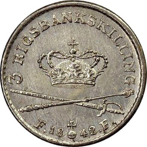 Реверс монеты - 3 ригсбанкскиллинга 1842 года FF - цена серебряной монеты - Шлезвиг-Гольштейн, Кристиан VIII