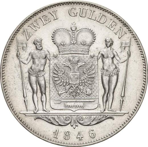 Rewers monety - 2 guldeny 1846 - cena srebrnej monety - Schwarzburg-Rudolstadt, Fryderyk Günther