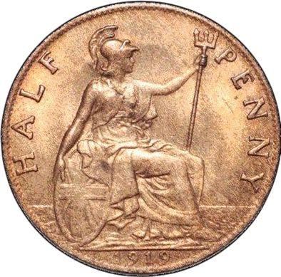 Reverse Halfpenny 1919 -  Coin Value - United Kingdom, George V