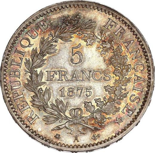 Reverso 5 francos 1875 A "Hércules" - valor de la moneda de plata - Francia, Tercera República