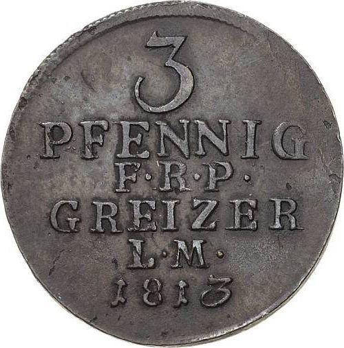 Revers 3 Pfennige 1813 - Münze Wert - Reuß-Greiz, Heinrich XIII