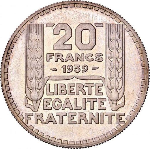 Реверс монеты - 20 франков 1939 года "Тип 1929-1939" - цена серебряной монеты - Франция, Третья республика