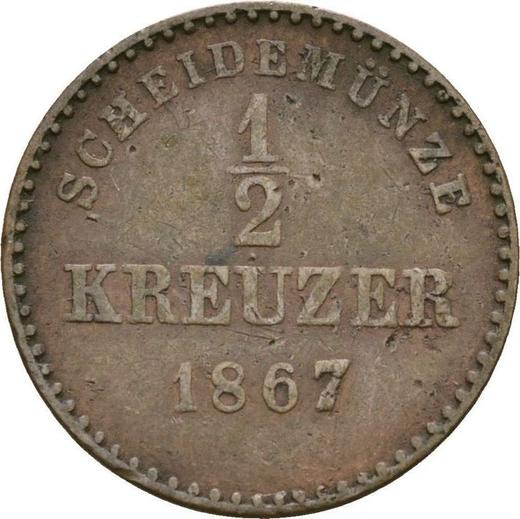 Reverso Medio kreuzer 1867 - valor de la moneda  - Wurtemberg, Carlos I