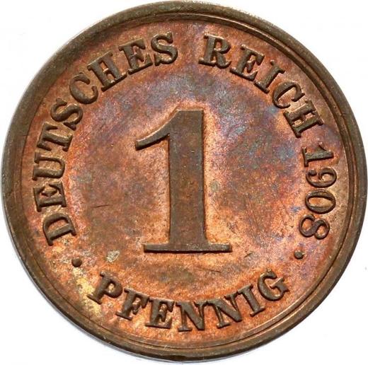 Obverse 1 Pfennig 1908 F "Type 1890-1916" -  Coin Value - Germany, German Empire