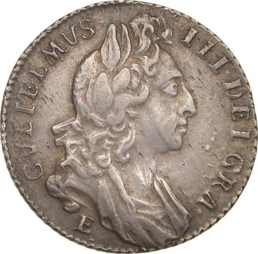 Obverse Sixpence 1696 E "First laureated bust" Early harp - Silver Coin Value - United Kingdom, William III
