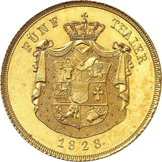 Reverse 5 Thaler 1828 - Gold Coin Value - Mecklenburg-Schwerin, Frederick Francis I