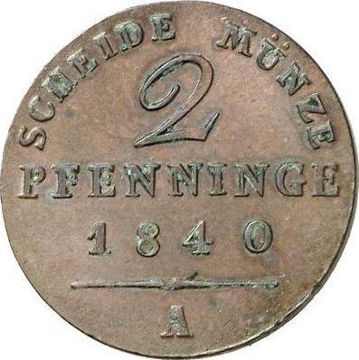 Reverse 2 Pfennig 1840 A -  Coin Value - Prussia, Frederick William III