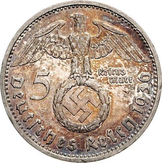 Reverse 5 Reichsmark 1936 G "Type 1936-1939" - Silver Coin Value - Germany, Third Reich