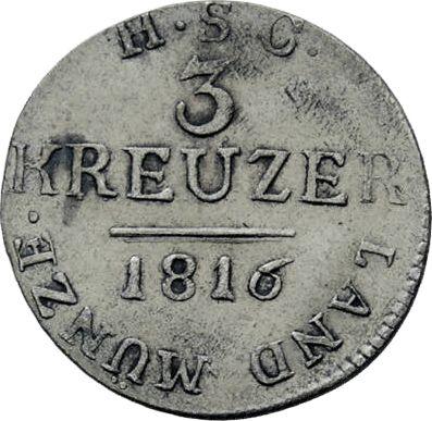 Reverso 3 kreuzers 1816 L H.S.C. - valor de la moneda de plata - Sajonia-Coburgo-Saalfeld, Ernesto I