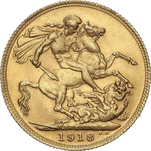 Реверс монеты - Соверен 1918 года S - цена золотой монеты - Австралия, Георг V