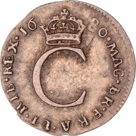 Rewers monety - 1 pens 1680 "Typ 1670-1684" - cena srebrnej monety - Wielka Brytania, Karol II