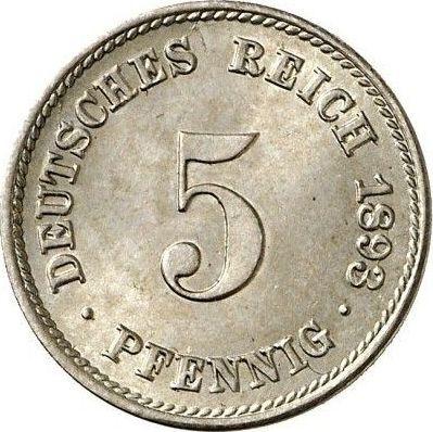 Obverse 5 Pfennig 1893 J "Type 1890-1915" - Coin Value - Germany, German Empire