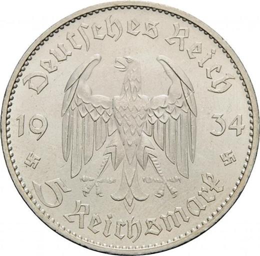 Reverse 5 Reichsmark 1934 E "Garrison Church (with date)" - Silver Coin Value - Germany, Third Reich