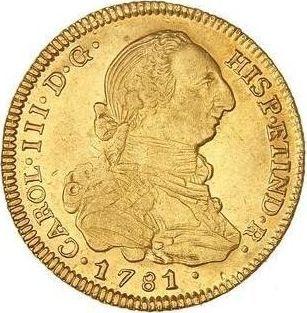 Obverse 4 Escudos 1781 PTS PR - Gold Coin Value - Bolivia, Charles III