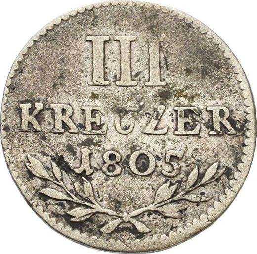 Revers 3 Kreuzer 1805 - Silbermünze Wert - Baden, Karl Friedrich