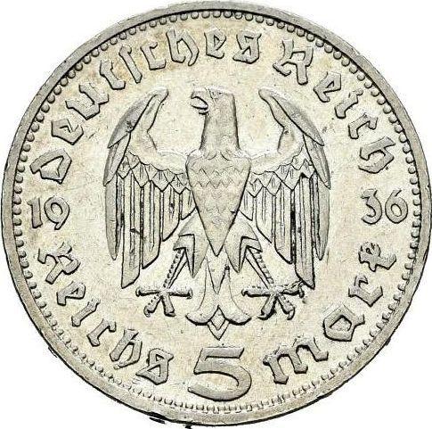 Reverse 5 Reichsmark 1936 D "Hindenburg" - Silver Coin Value - Germany, Third Reich