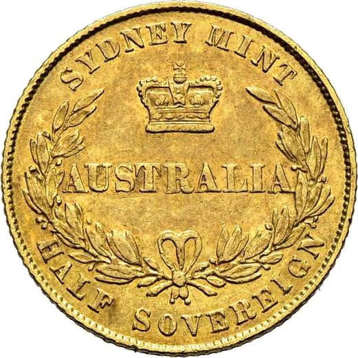 Реверс монеты - 1/2 соверена 1866 года - цена золотой монеты - Австралия, Виктория