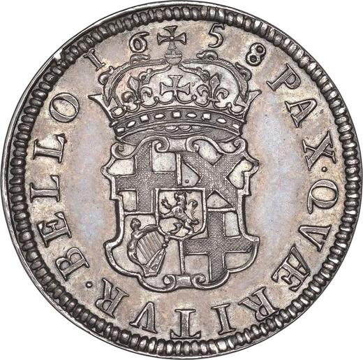 Reverso 1 chelín 1658 Copia holandesa "N" en el anverso está invertida - valor de la moneda de plata - Gran Bretaña, Oliver Cromwell