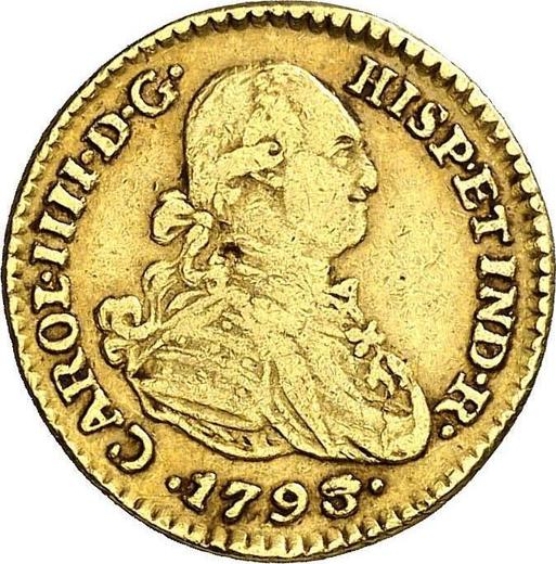 Awers monety - 1 escudo 1793 NR JJ - cena złotej monety - Kolumbia, Karol IV
