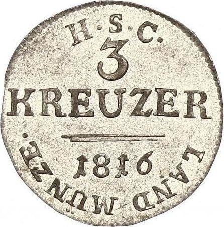 Reverso 3 kreuzers 1816 S H.S.C. - valor de la moneda de plata - Sajonia-Coburgo-Saalfeld, Ernesto I