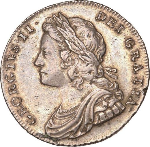Obverse Shilling 1728 "Young Head" Roses and Plumes in angles - Silver Coin Value - United Kingdom, George II