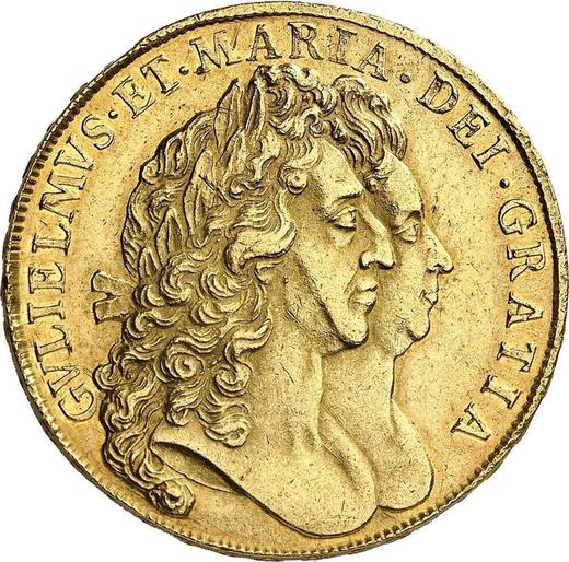 Obverse Five guineas 1691 - Gold Coin Value - United Kingdom, William III and Mary II