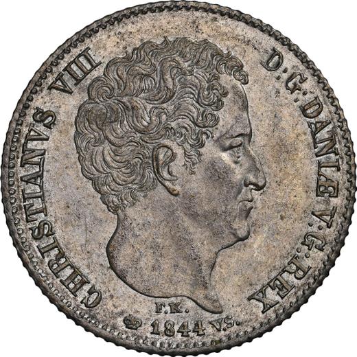 Awers monety - 5 szylingów 1844 VS - cena srebrnej monety - Szlezwik-Holsztyn, Chrystian VIII