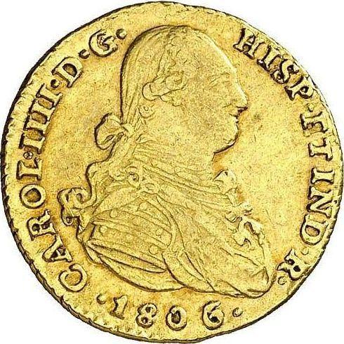 Anverso 2 escudos 1806 NR JJ - valor de la moneda de oro - Colombia, Carlos IV