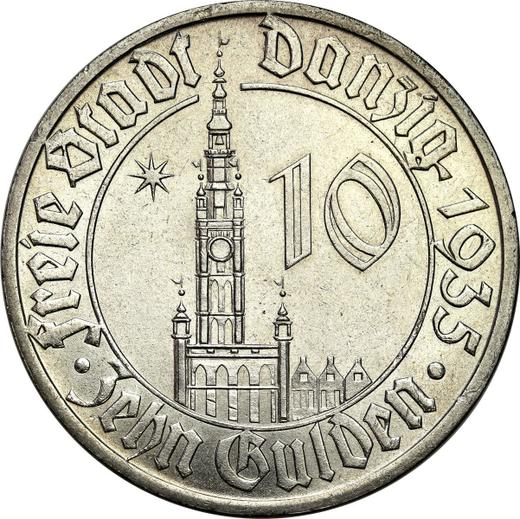 Reverse 10 Gulden 1935 "Gdansk City Hall" -  Coin Value - Poland, Free City of Danzig