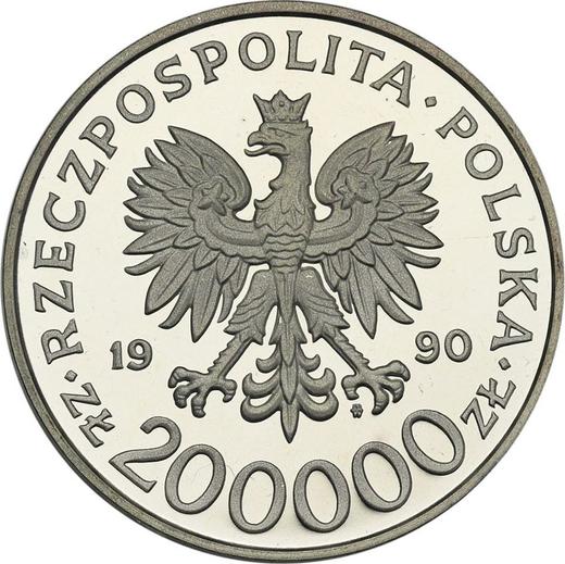 Obverse 200000 Zlotych 1990 MW SW "Tadeusz Komorowski 'Bor'" - Silver Coin Value - Poland, III Republic before denomination