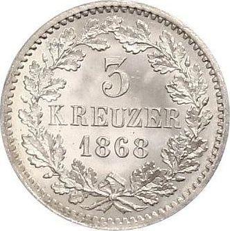Revers 3 Kreuzer 1868 - Silbermünze Wert - Baden, Friedrich I