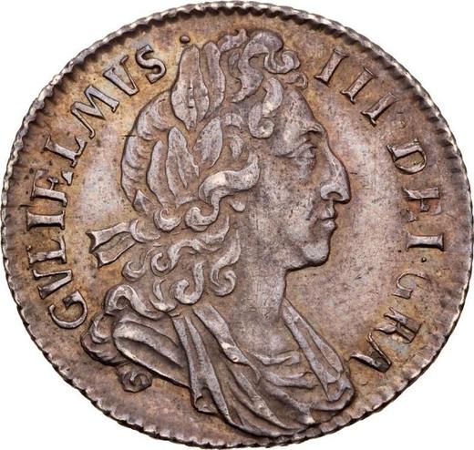 Anverso 6 peniques 1697 "Tercera efigie laurada" Pequeñas coronas - valor de la moneda de plata - Gran Bretaña, Guillermo III