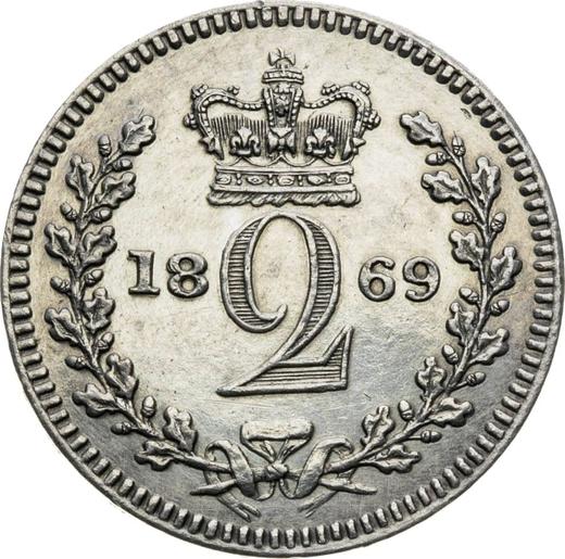 Rewers monety - 2 pensy 1869 - cena srebrnej monety - Wielka Brytania, Wiktoria
