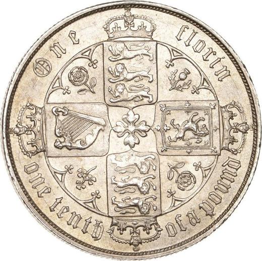 Reverse Florin 1877 "Gothic" Stop after date - Silver Coin Value - United Kingdom, Victoria