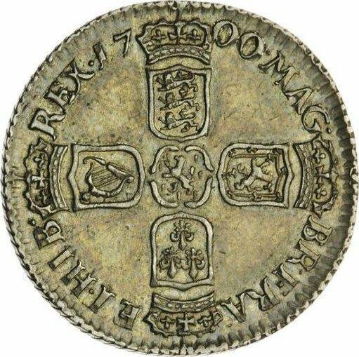 Reverse Sixpence 1700 "Third laureate bust" Plume below bust only - Silver Coin Value - United Kingdom, William III