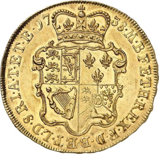 Reverse Five guineas 1738 "Young Head" - Gold Coin Value - United Kingdom, George II