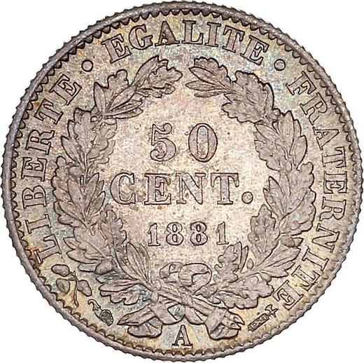 Reverse 50 Centimes 1881 A "Type 1871-1895" - Silver Coin Value - France, Third Republic