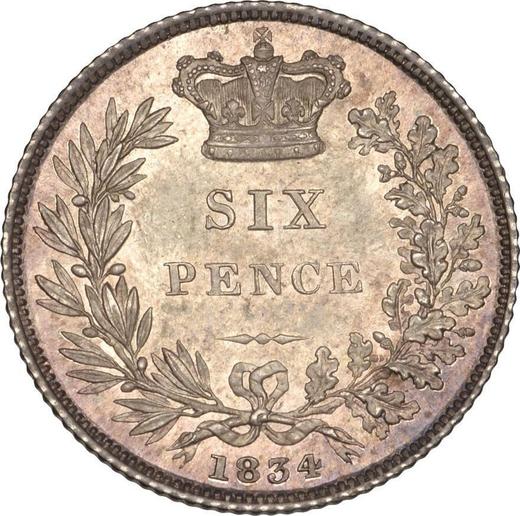 Reverse Sixpence 1834 - Silver Coin Value - United Kingdom, William IV