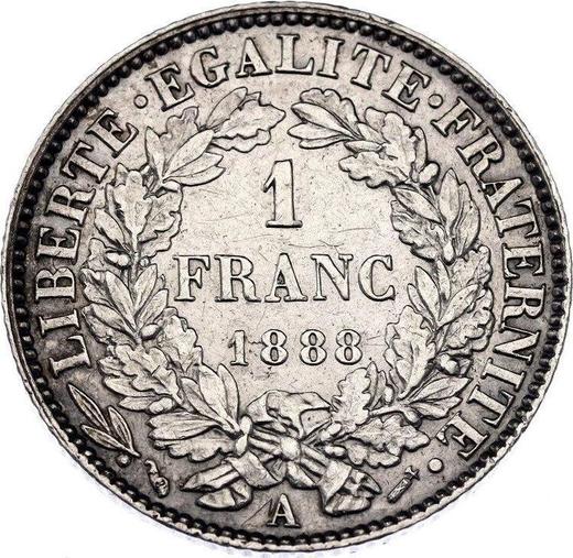Revers 1 Franken 1888 A "Typ 1871-1895" - Silbermünze Wert - Frankreich, Dritte Republik