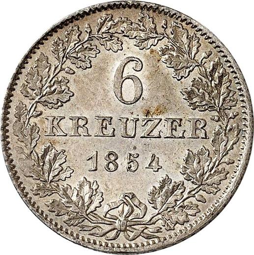 Reverso 6 Kreuzers 1854 - valor de la moneda de plata - Fráncfort del Meno, Ciudad Libre
