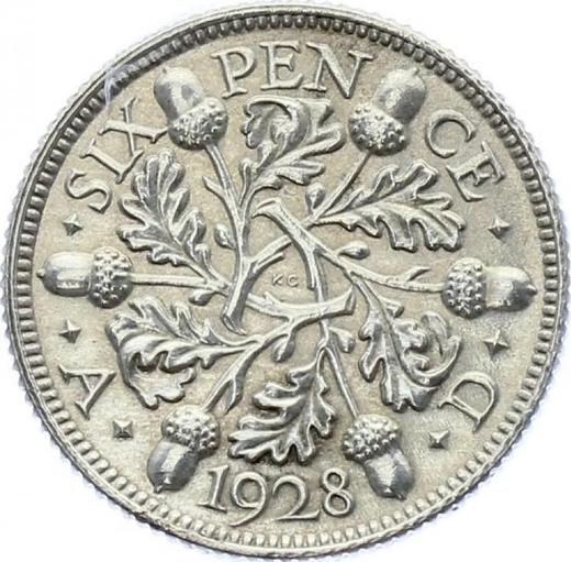 Reverse Sixpence 1928 - Silver Coin Value - United Kingdom, George V