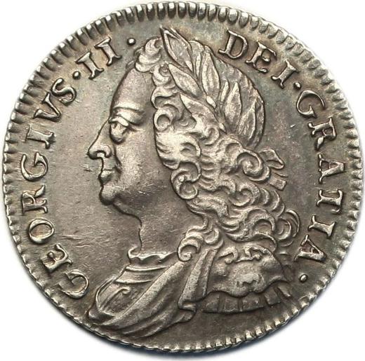 Avers 6 Pence 1757 "Porträt im Alter" - Silbermünze Wert - Großbritannien, Georg II