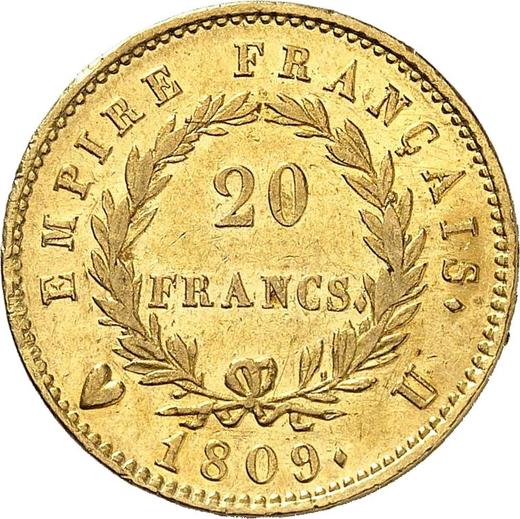 Reverse 20 Francs 1809 U "Type 1809-1815" - Gold Coin Value - France, Napoleon I