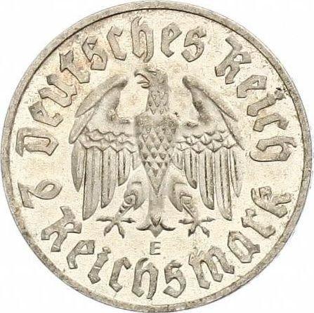 Реверс монеты - 2 рейхсмарки 1933 года E "Мартин Лютер" - цена серебряной монеты - Германия, Третий рейх