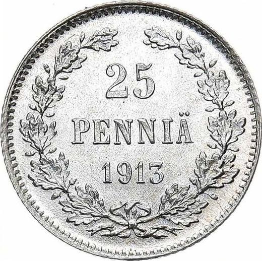 Reverse 25 Pennia 1913 S - Silver Coin Value - Finland, Grand Duchy