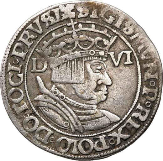 Obverse 6 Groszy (Szostak) 1535 D "Danzig" - Silver Coin Value - Poland, Sigismund I the Old