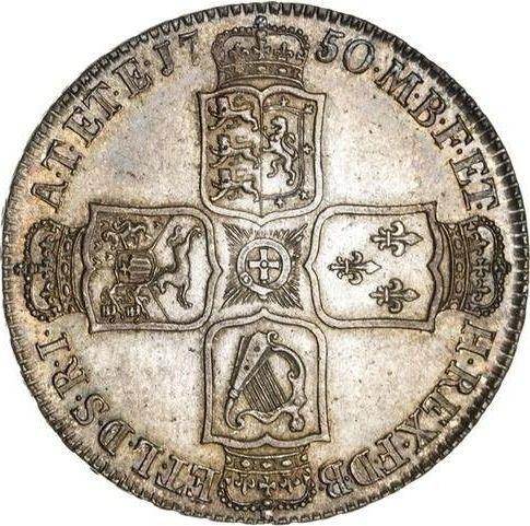 Reverse Halfcrown 1750 "Old Head" - Silver Coin Value - United Kingdom, George II