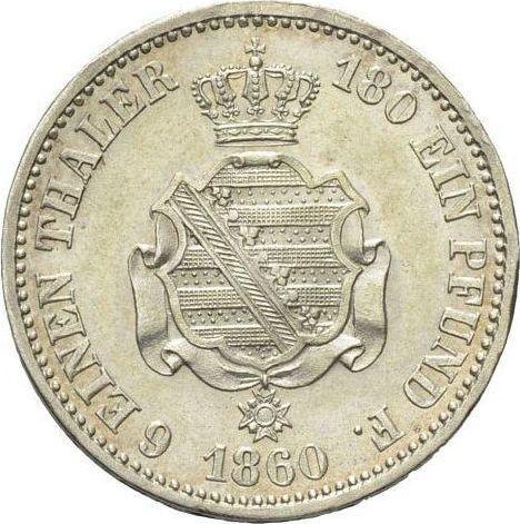 Reverse 1/6 Thaler 1860 F - Silver Coin Value - Saxony-Albertine, John